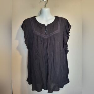 Dalia Black Ruffle Sleeve Blouse, Size XL